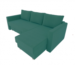 Диван угловой с подлокотниками Мадрид (Berhouse) Цвет фасада: Азур Велюто 44; Тип: Левый/правый; Материал фасада: Металл/Велюр