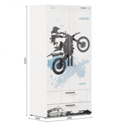 Шкаф комбинированный Мотокросс ЛД 535.040.000 Серый шелк с фотопечатью