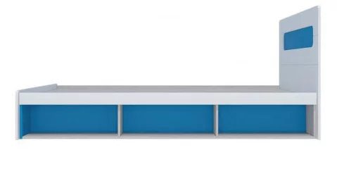 Кровать 0,9 с подъемным механизмом Палермо Юниор 01 Белый глянец Ясень шимо светлый Синий