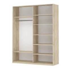 Шкаф-купе двухдверный Прайм 1400 Зеркало/Белое стекло Дуб сонома