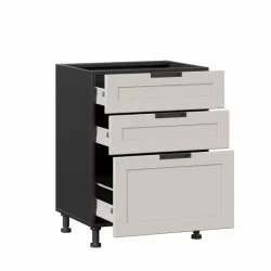 Тумба кухонная 600 с 3 ящиками ЛЮКС (4) Джамис ЛД 296.910.000.164 Черный Кашмир