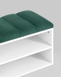 Обувница Хольст белая велюр Зеленый
