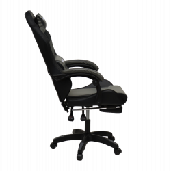 Кресло 908 KINGQUEEN цвет черный/темно серый с массажем и подсветкой 908-black-dgrey-mass