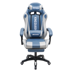 Геймерское кресло 907 KINGQUEEN, замша, цвет синий с массажем, арт 907-LB