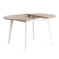 Раздвижной овальный стол SVELTO ЛДСП, опора-массив березы, 105 х 105 (140) х 74.5 см, Дуб Вотан/белый