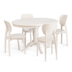 Стол STEFANO круглый бук, мдф, D90+30x77см, Ivory white