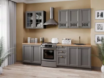 Шкаф кухонный 400 со стеклом Амели-3 ЛД 299.320.000.026 Черный Оникс серый