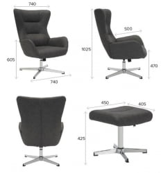 Кресло-реклайнер Everprof Apple Ткань Темно-серый