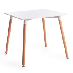 Обеденный стол JOHN (mod. T1003) МДФ/дерево, 80 х 80 х 75 см , White (Белый) / Natural (натуральный)