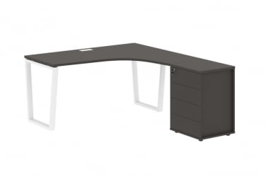 Стол эргономичный с тумбой правый EDIS EVCET 1518 R Мокко Белый