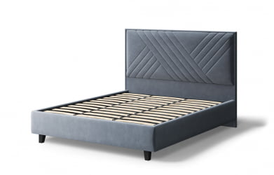 Кровать МИРА 2000*1400мм (на опорах), велюр Бренди лайт 28 (серый), (б/основания, б/матраса)