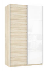 Шкаф-купе со стеклом Прайм 1400 ДСП/Белое стекло Дуб сонома