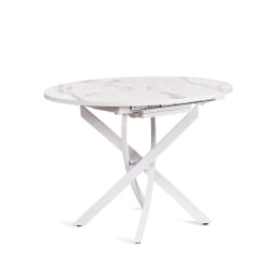 Раздвижной стол MANZANA ЛДСП/HPL/металл, 100 х 100+30 х 75 см, Мрамор светлый/белый