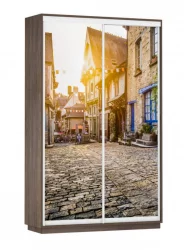 Шкаф-купе со стеклом Экспресс Дуо 1400х2200h Улица/Венге