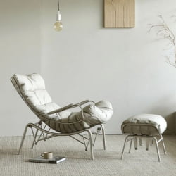 Кресло Liam с пуфом, серое
