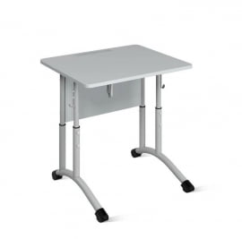 Стол ученический 1-местный регулируемый (ростомат) (рост 3-5) 600х500 мм ЛДСП Ясень шимо светлый/Металл Серый