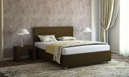 Кровать с мягким изголовьем Коричневая