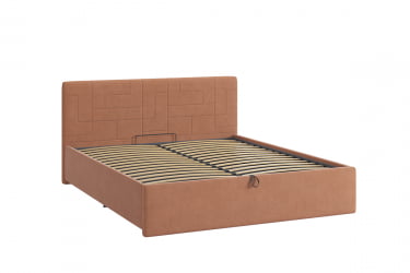 Двуспальная кровать я ящиком Лора 2 с подъем. механизмом ZP.KM1.6-09.2 персик (велюр)
