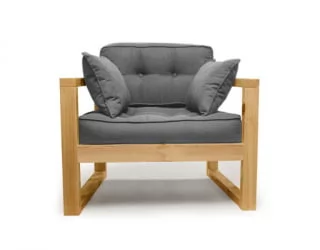 Диван одноместный DEmoku Д-1 серебристо-серый_натуральный