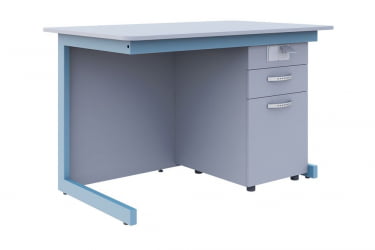 Стол преподавателя для кабинета физики/ химии/ биологии Голубой/Серый