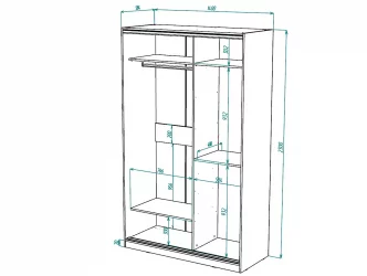 Шкаф-купе 2-х дверный Виктория 1400х584х2300, Белый 14ДЗДЗ-ШЯ-Б 310-213