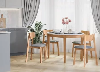 Стул с мягким сиденьем Вега Rosy Grey жаккард Орех