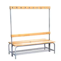 Скамья для спортивных раздевалок 1500 двухсторонняя с полкой под обувь