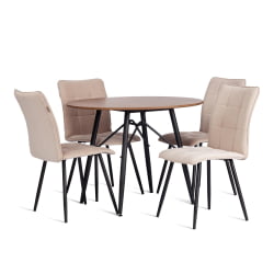 Стул обеденный Bari разборный, ткань велюр, 44х60х91, молочный/черный, (Porsche 2)