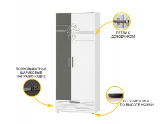 Шкаф для одежды с полками и штангой Аляска 501.01