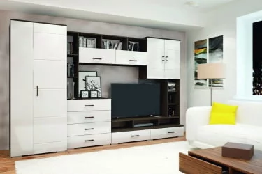 Гостиная Коста Венге Белый глянец