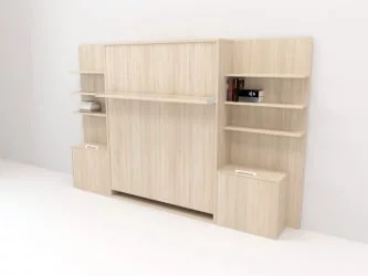 Кровать двуспальная из металла Смарт 1 откидная с полками К 1400 Ясень шимо темный