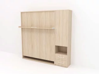 Кровать-трансформер Смарт 1 со шкафом 1600 правый Белая шагрень