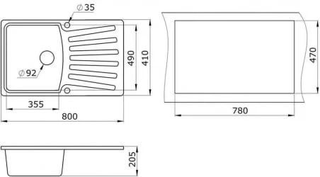 Кухонная мойка GRANULA 8001 Пирит