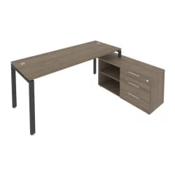 Рабочая станция на П-образном м/к с опорной тумбой правая Metal System Б.РС-СТС-2.5 Пр Вяз/Антрацит