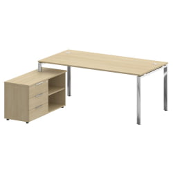 Стол рабочий руководителя с опорной тумбой левый METAL SYSTEM DIRECT БГ.СРТ-5.9 Л Акация Лорка