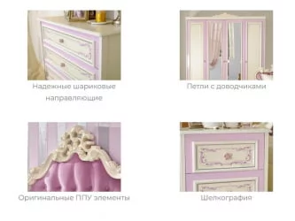 Комплект мебели для детской Маркиза №4 Алебастр Шампань