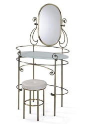 Туалетный стол ALBERT (столик/зеркало + пуф) Античная медь (Antique Brass)