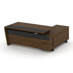 Стол руководителя с опорной тумбой, левый Corner COR.SRT-18(L) Орех Лоренцо Графит