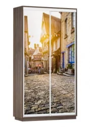 Шкаф-купе с фотопечатью Экспресс Дуо 1200х2200h Улица/Венге