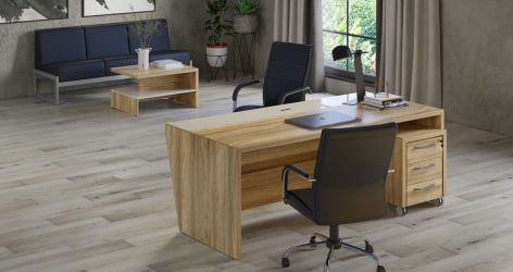 Стол руководителя прямой без тумбы Corner COR.SR-16 Гикори Песочный Ваниль