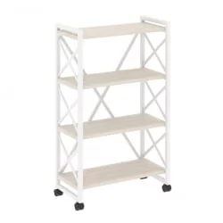 Стеллаж на колесных опорах - 4 полки LOFT  VR.L-MST.K-4.8 Металл белый Денвер светлый
