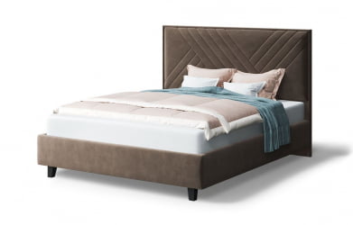 Кровать МИРА 2000*1400мм (на опорах), велюр Бренди лайт 29 (коричневый), (б/основания, б/матраса)