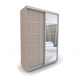 Бежевый шкаф-купе Акцент-Квадро Д 1000х600  Шимо светлый/хром