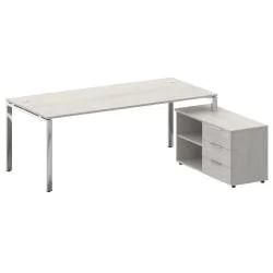 Стол рабочий руководителя с опорной тумбой левый METAL SYSTEM DIRECT БГ.СРТ-6.9 Пр Дуб Наварра