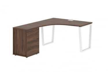 Стол эргономичный с тумбой левый EDIS EVCET 1318 L Дуб Денвер темный Белый