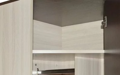 Угловой гардеробный шкаф Ольга 9.1 Ясень шимо светлый Венге