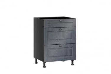 Тумба кухонная 600 с 3 ящиками ЛЮКС (5) Мокка ЛД 274.190.000.137 Черная Дуб фактурный антрацит