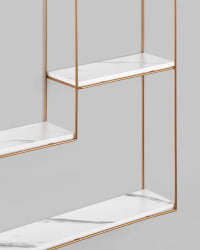 Полка Square золотая Белый мрамор
