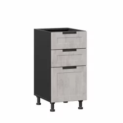 Тумба кухонная 400 с 3 ящиками (4) Джамис ЛД 296.110.000.049 Черный Белый камень