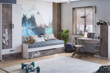 Компьютерный стол Оливер Уни (Софт), ясень анкор светлый/камень темный с ФП